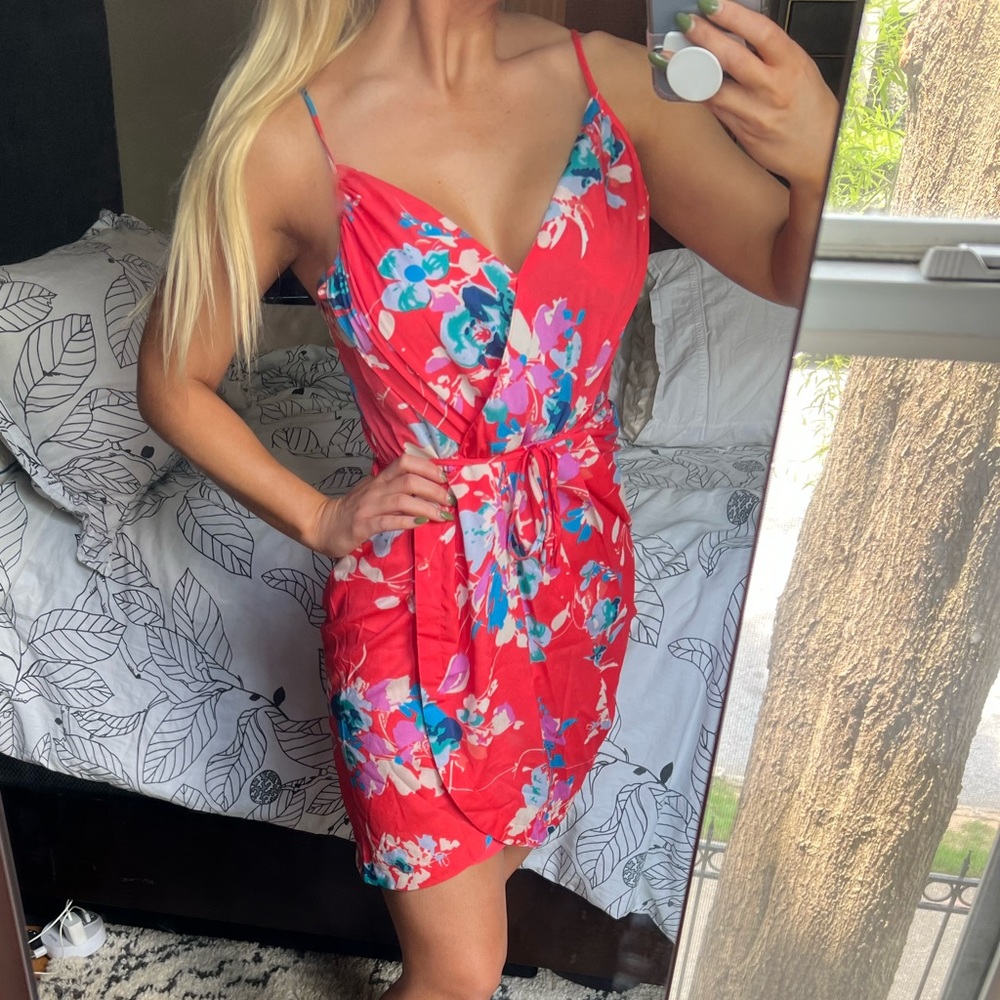 Yumi Kim Floral Wrap Dress (fully-lined, adjustable straps)